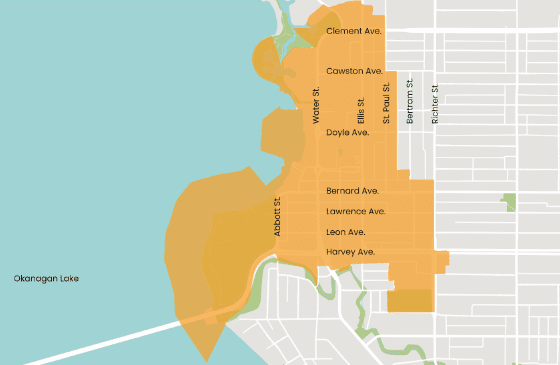 City Of Kelowna Gis Mapping Boundary Map - Downtown Kelowna