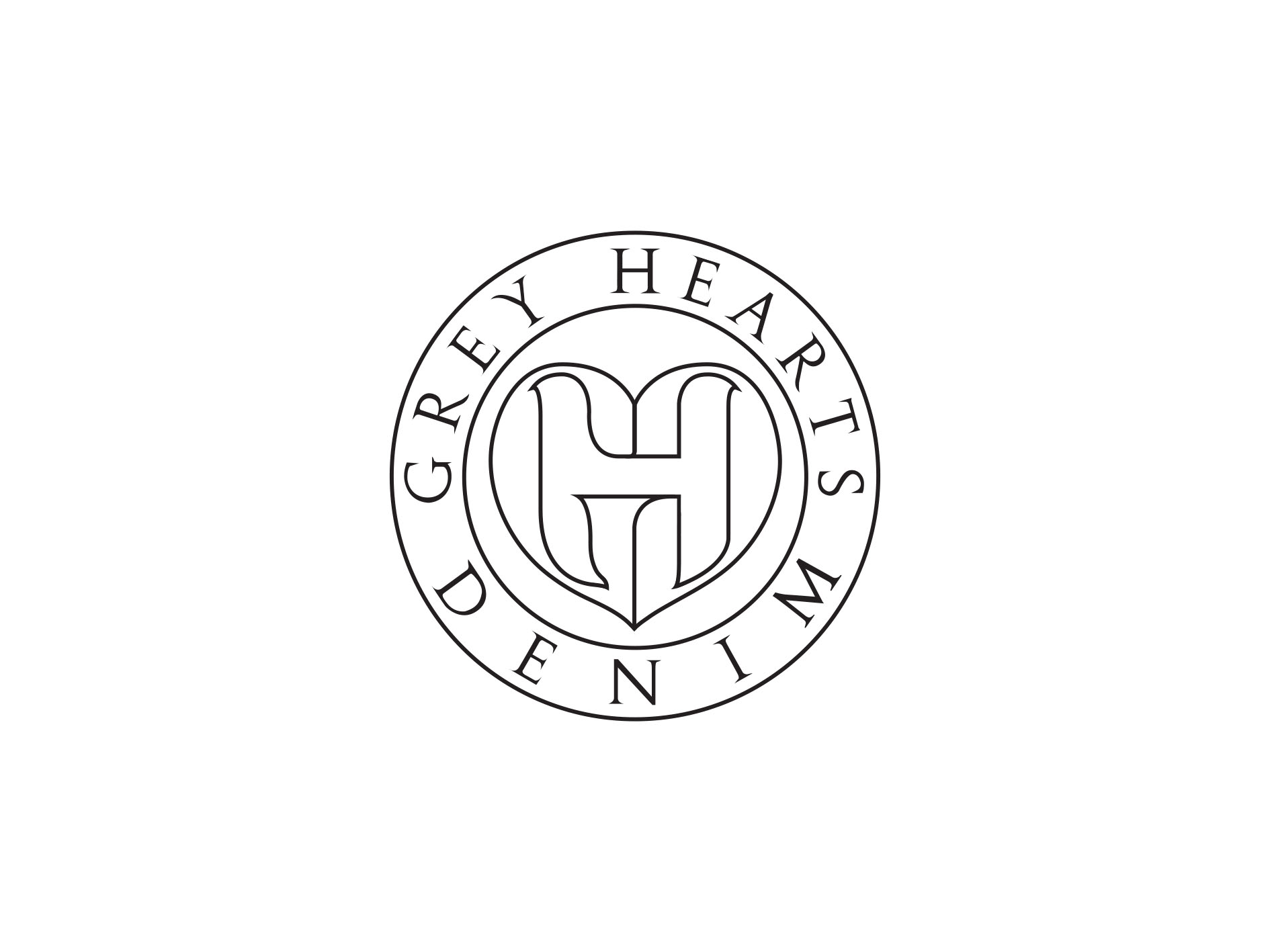 Grey Hearts Denim Font Logo outline